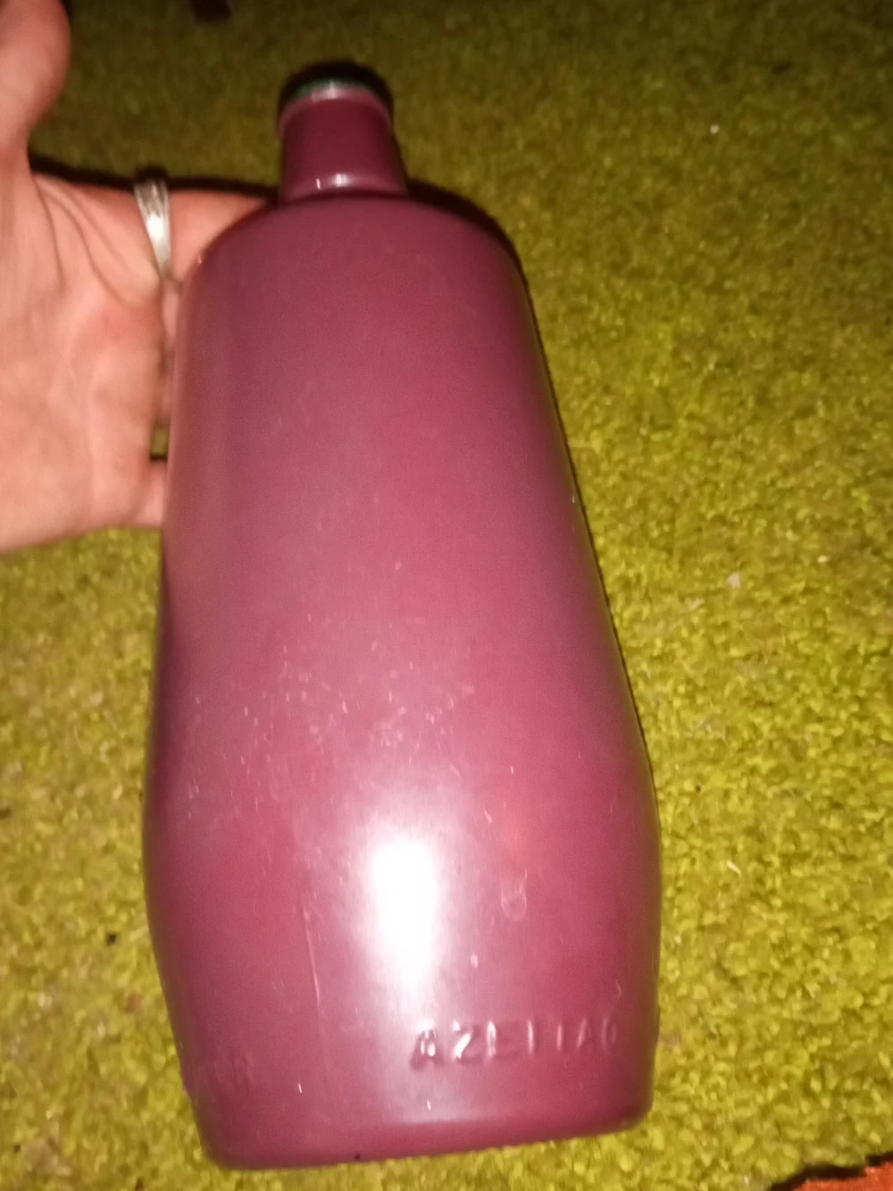 vintage matte mauve-painted glass wine bottle from J.M. da Fonseca (Portugal)